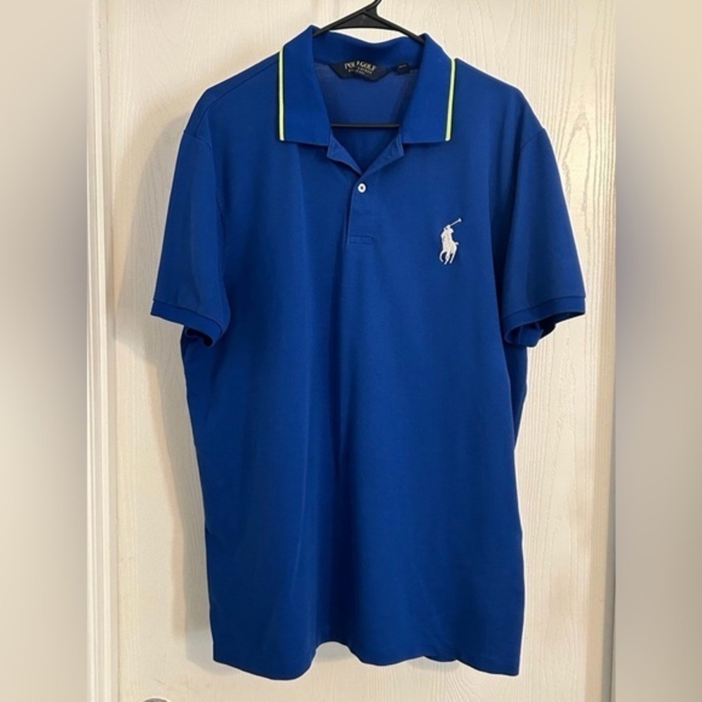Polo Golf Ralph Lauren Bright blue Neon stripe collar XXL EUC